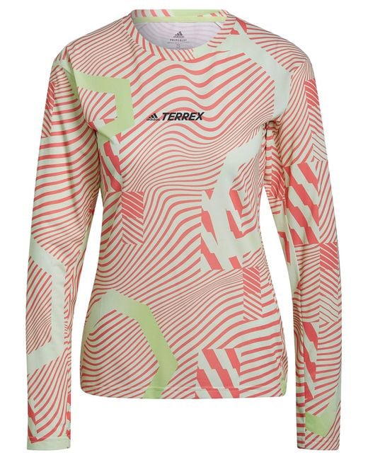 Adidas Pink W Trail Ls Gfx Long Sleeve T-shirt