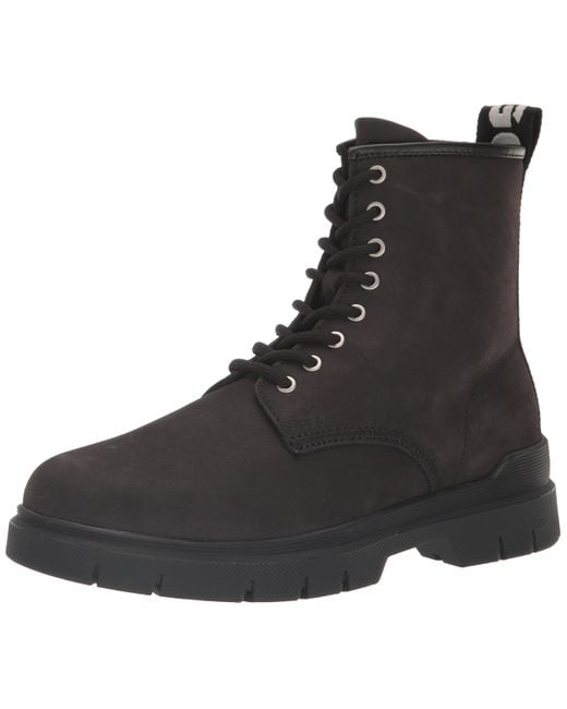HUGO Black Ryan Nubuck Leather Lace Up Boot Hiking Shoe for men