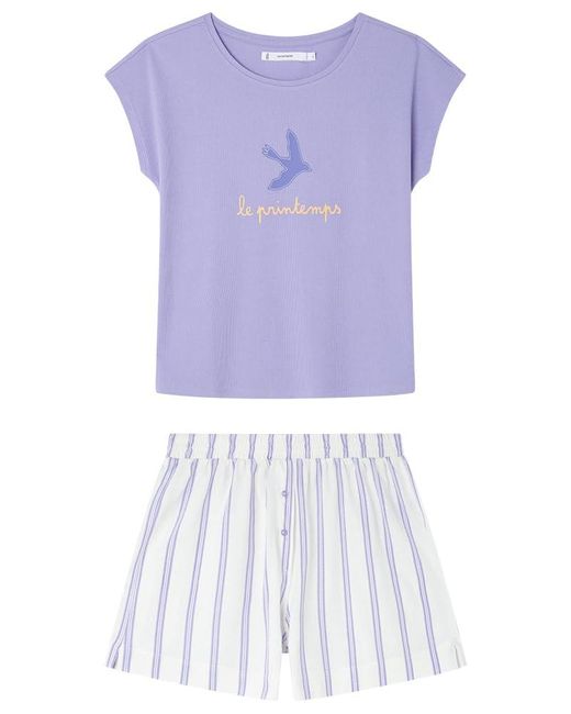 Short Pyjama Weekly Hope Stripe Pijamas Women'secret de color Purple