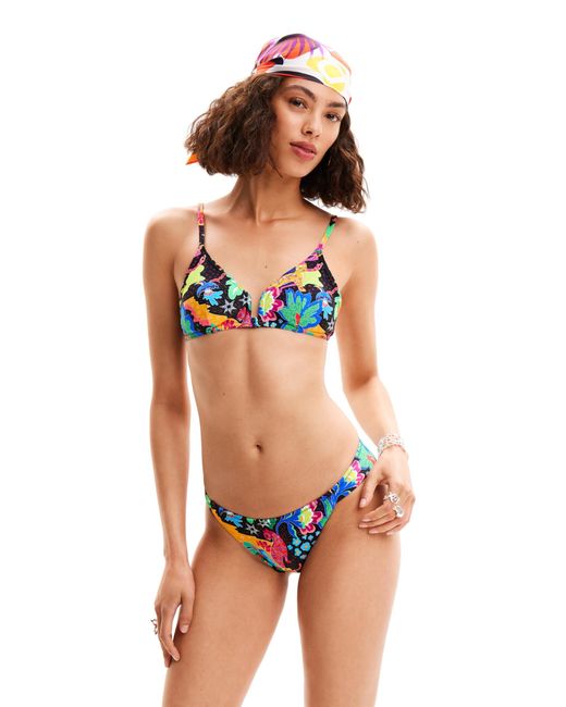 Desigual Swim_jungle_bikinitop Voor in het Multicolor