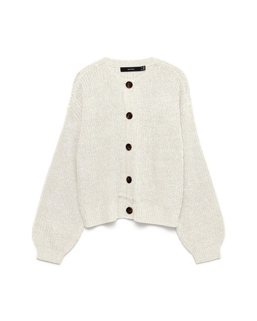 Vero Moda White Vmlea Ls O-Neck Cardigan Noos