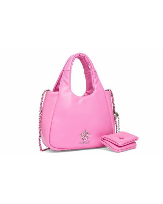Replay Pink Shoulder Bag With Chain Detail