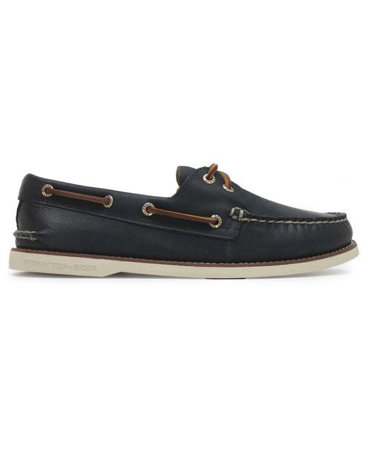 Sperry Top-Sider Black S Gold Authentic Original 2-eye Full Grain Leather Navy Marine Shoes 12 Us for men