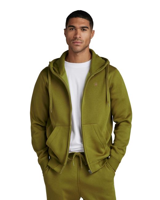 Premium Core Hooded Zip Thru Sweater Donna ,Marrone di G-Star RAW in Green