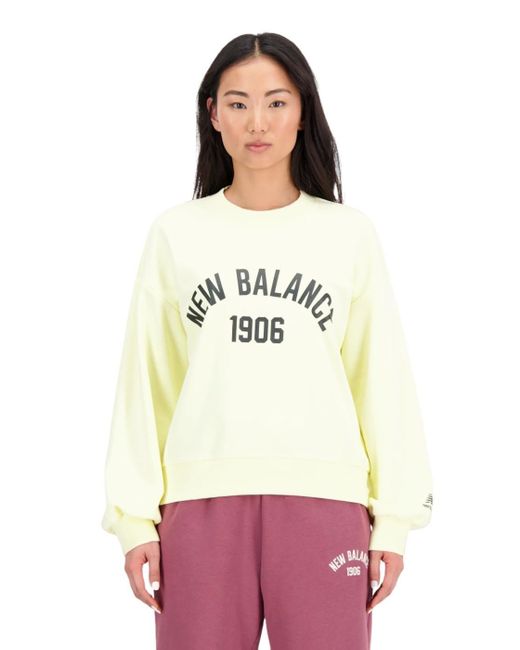 New Balance Essentials Varsity Sweatshirt Xs in White | Lyst UK