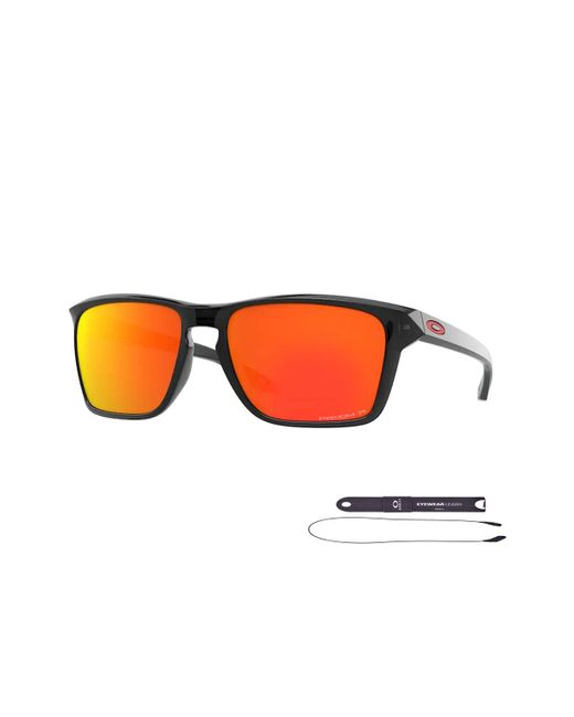 Oakley Sylas OO9448 Rechteckige Sonnenbrille für + Bundle Leine + Designer iWear Pflegeset in White für Herren