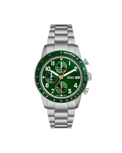 Cronografo Sport Tourer da uomo in acciaio di Fossil in Green da Uomo