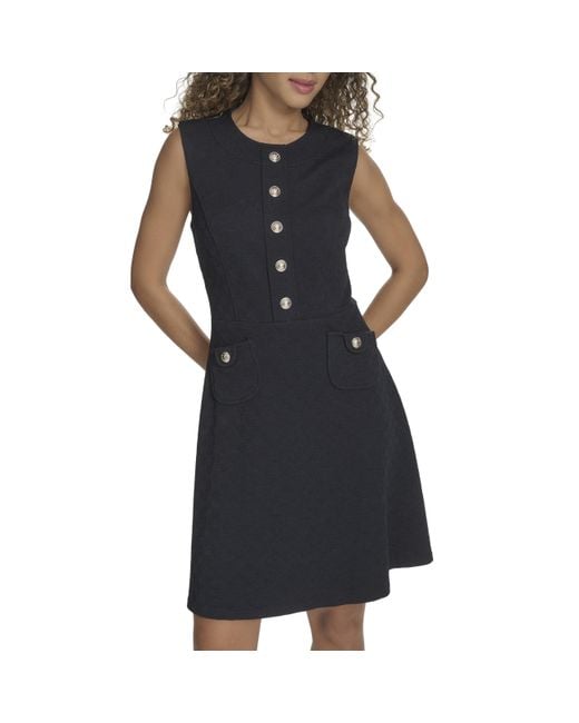 Tommy Hilfiger Black Pocketed Sleeveless Fit And Flare Dress