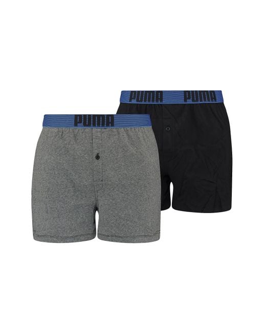 PUMA Gray Men's Loose Fit Jersey Boxer Shorts for men