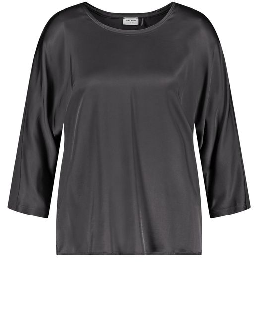 Gerry Weber Black Leicht glänzendes 3/4 Arm Shirt mit Material-Patch überschnittene Schultern