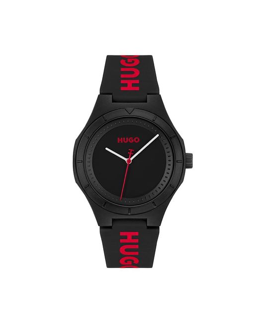HUGO Black Analog Quarzuhr für Kollektion #LIT for HIM mit Silikonarmband Silikonarmband - 1530343