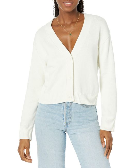Amazon Essentials V-neck Cropped Cardigan in White | Lyst