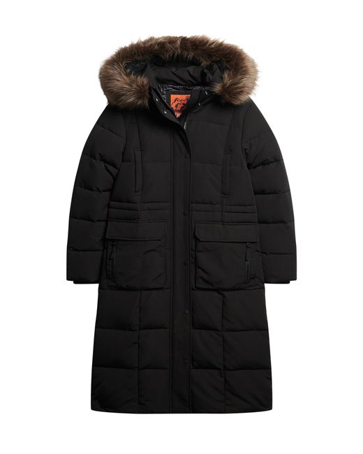 Everest Longline Puffer Coat Veste Superdry en coloris Black