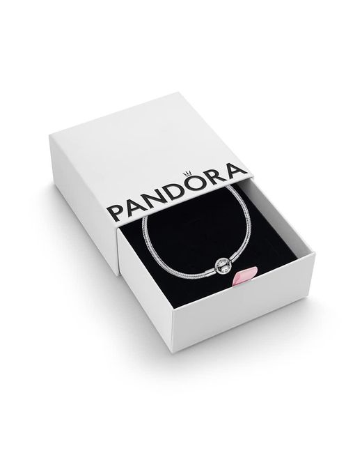 Pandora Black Moments Sterling Silver Smooth Snake Chain Bracelet For Charms