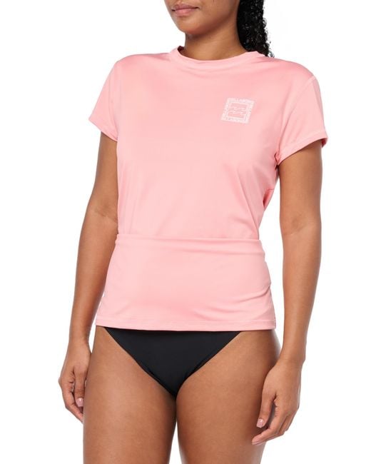 Billabong Pink Core Sunday Surf Short Sleeve Rashguard Rash Guard Shirt