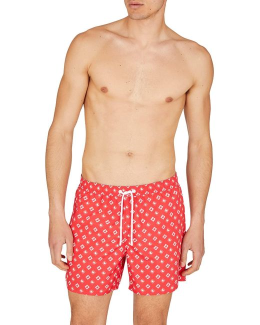 Emporio Armani Micropattern Boxer Short Swim Trunks in Red für Herren
