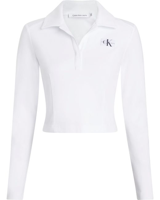 Calvin Klein White Polo Collar Milano Regular Top J20j222556 Other Knit