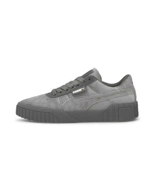 PUMA Gray Cali Velour Sneakers