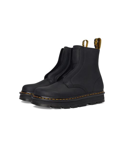 Dr. Martens Black Zebzag Laceless Combat Boot