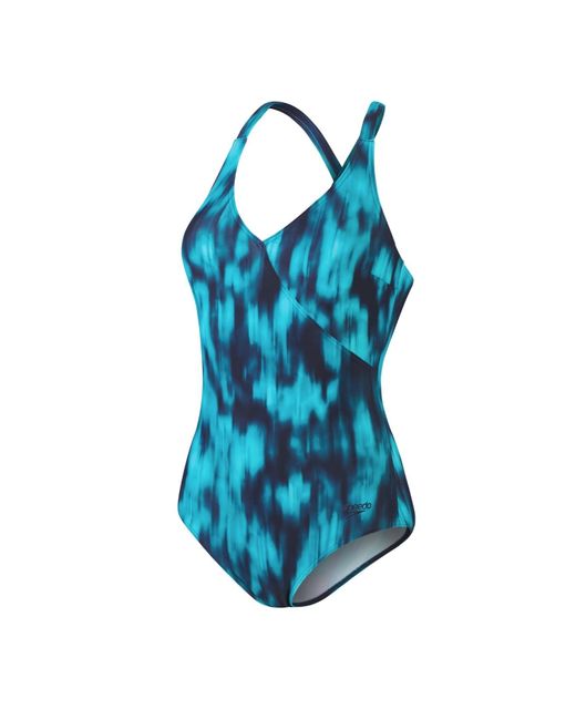 Speedo Blue Lexi Printed Shaping Swimsuit