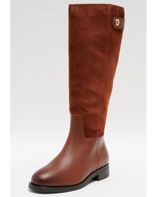 Tommy Hilfiger Th Stud Leather Mix Long Boot in Brown Lyst UK