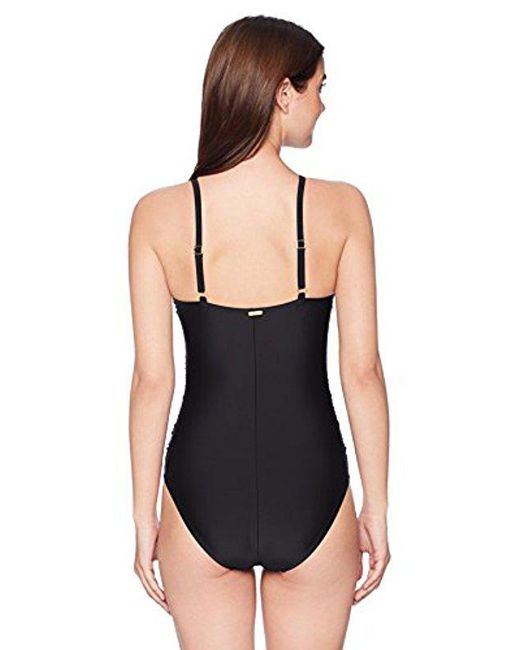 Ellen Tracy One-piece Swimsuit Bathingsuit Neck Cut-out in Black | Lyst