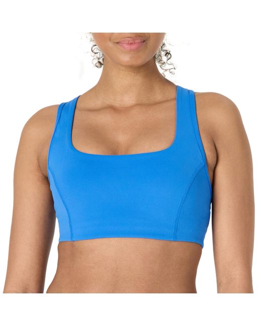 Amazon Essentials Blue Active Formflex Buttery Soft Light Support Square Neck Racerback Sports Bra