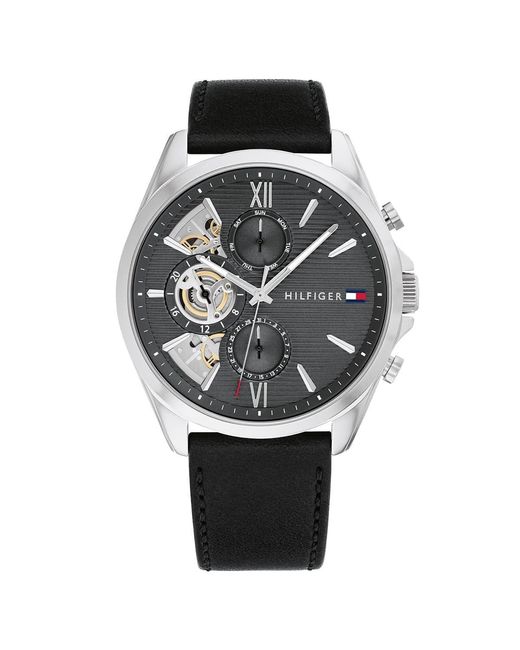 Reloj Analógico de Cuarzo multifunción para Hombre con Correa en Piel Negro Tommy Hilfiger de hombre de color Black