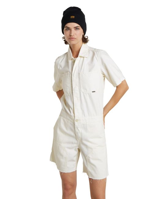 G-Star RAW White Painter Short Overall ss Wmn Jumpsuit