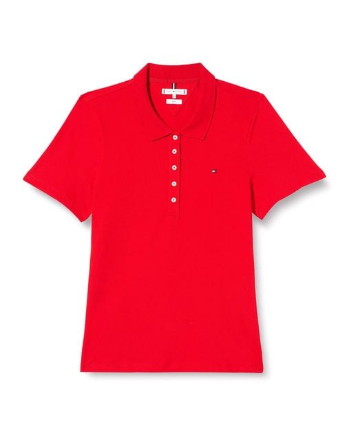 Tommy Hilfiger Red 1985 Slim Piqué Short-sleeve Polo Shirt Slim Fit