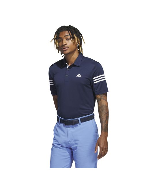 Adidas Blue S 3 Stripe Polo Shirt Short Sleeve Navy Xxl for men
