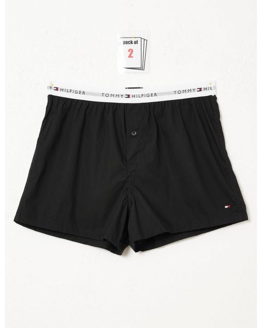 Tommy Hilfiger 2p Geweven Boxer Um0um03376 in het Black voor heren