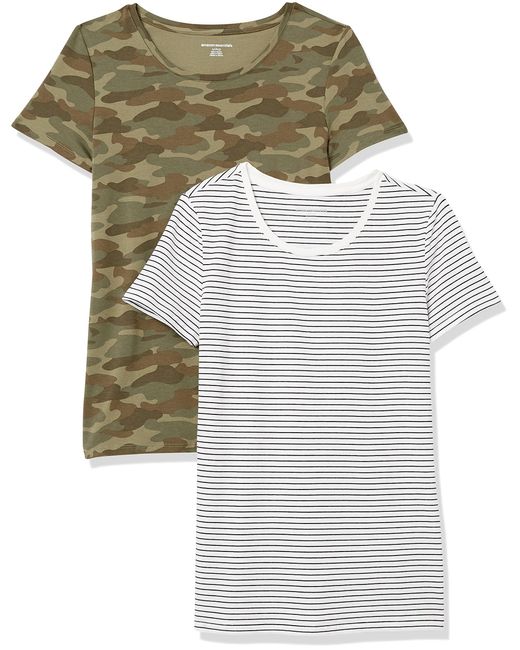 T-Shirt Girocollo a iche Corte con Vestibilità Classica Donna di Amazon Essentials in Gray