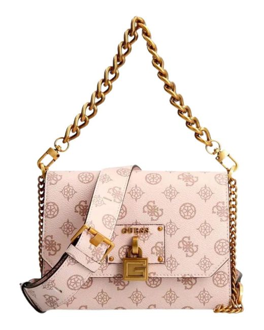 Guess S Centre Stage Flap Crossbody in Pink | Lyst