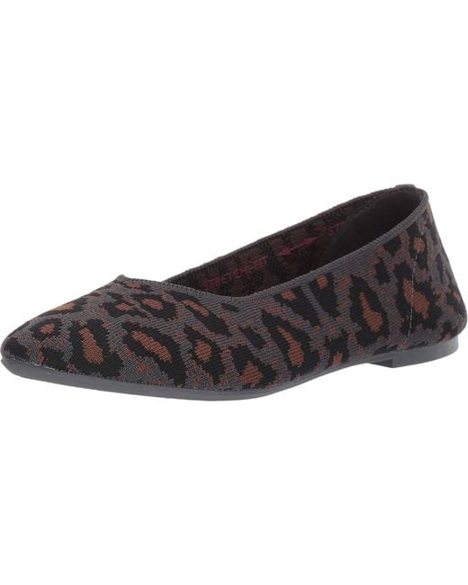 Skechers Gray Cleo-claw-some-leopard Print Engineered Knit Skimmer Ballet Flat