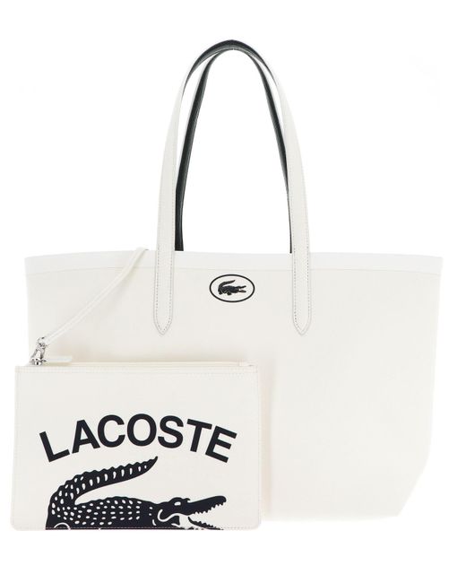 Lacoste Anna Seasonal Shopping Bag Croco Emboss in het White