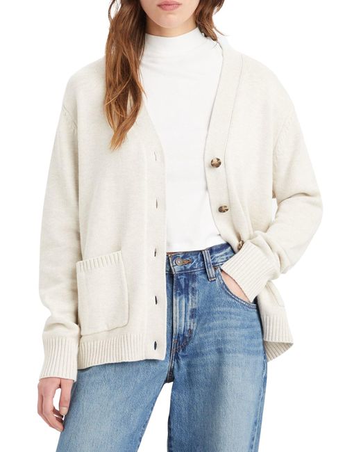 Levi's White Boyfriend Pocket Cardi Cardigan Sweater