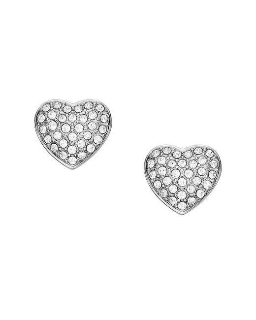 Clous d'oreilles cœurs scintillants Sadie en acier inoxydable Fossil en coloris Metallic