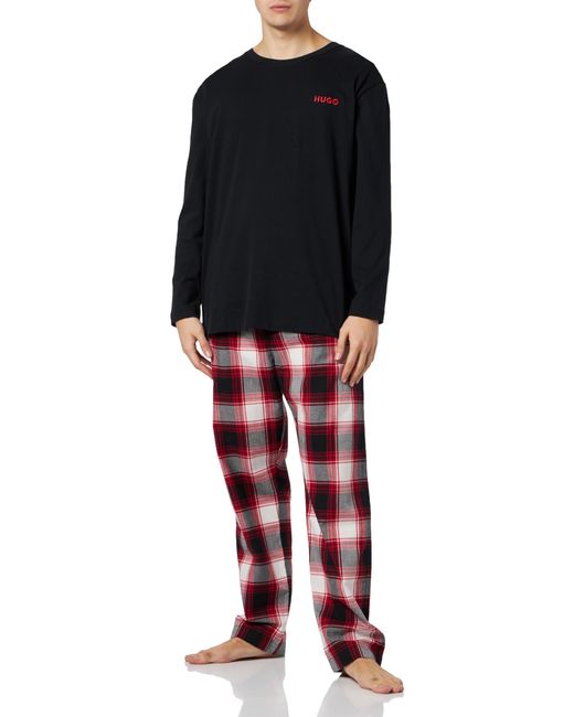 HUGO Boss Soft Check Long Set Pyjama in Black for Men Lyst UK
