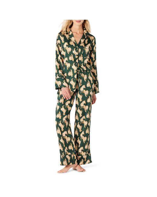 Amazon Essentials Green Satin Pyjama Shirt And Bottoms Set