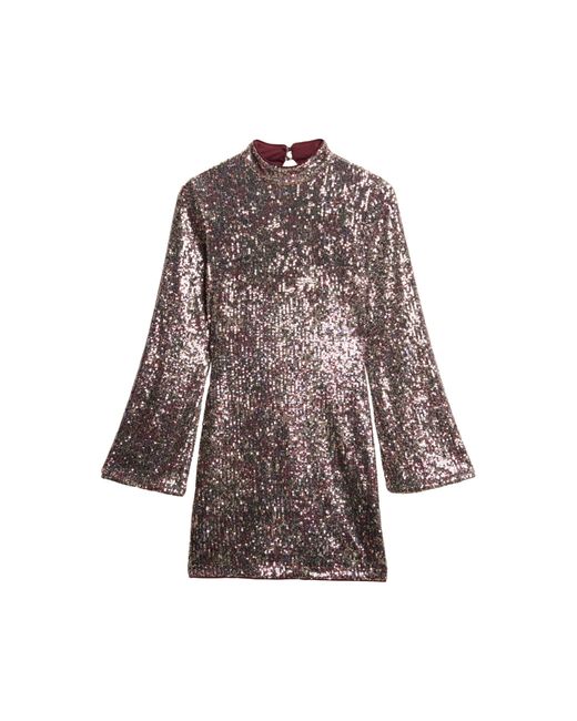 Superdry Brown Long Sleeve Printed Sequin Mini Dress
