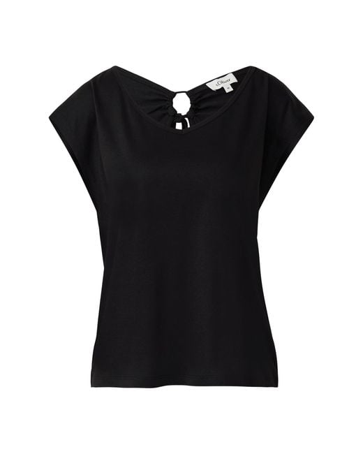 S.oliver Black Ärmelloses Relaxed-Fit-Shirt mit Cut-Out und Schleife schwarz 44
