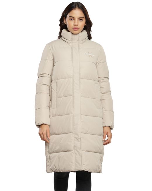 Jeans Cappotto Donna Monologo Non Down Long Puffer Invernale di Calvin Klein in Black