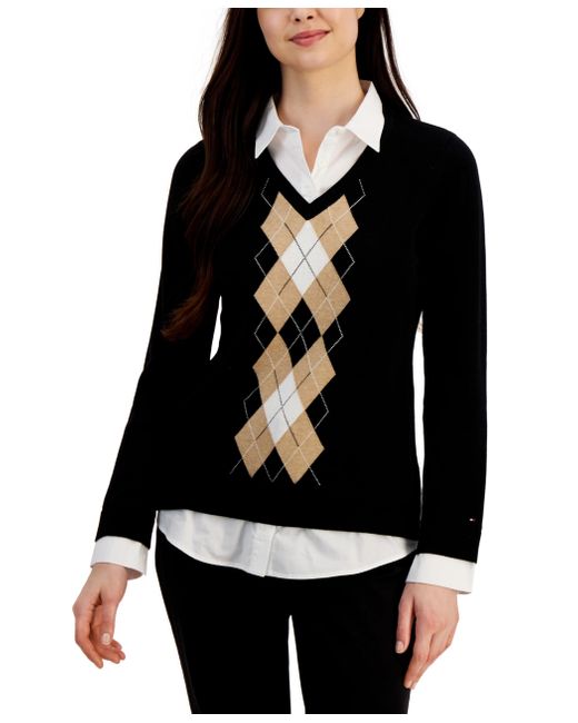 Tommy Hilfiger Black 1/4 Zip Mock Neck Everyday Sweater for men