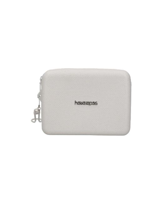 Havaianas White Necessaire Beach Glitter Silver Rubber Bag