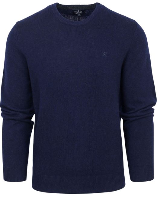 Hackett Blue Lambswool Crew Pullover Sweater for men