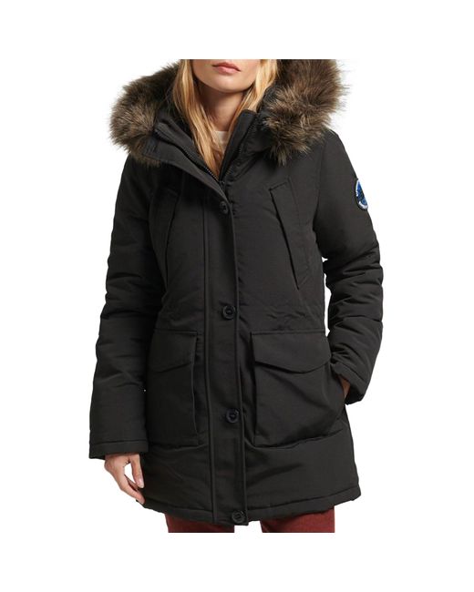 Superdry Black Everest Faux Fur Hooded Parka Jacket