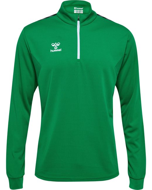 Hummel Hmlauthentic Half Zip Sweat Multisport Sweatshirt Mit Kurzem Reißverschluss Recycelter Stoff in Green für Herren