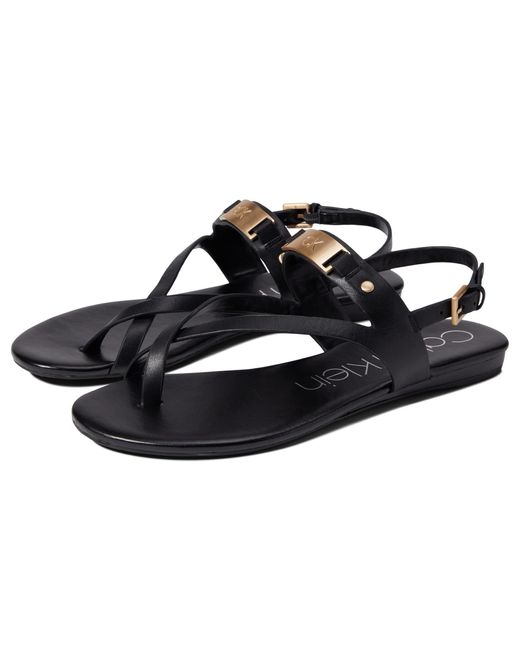 calvin klein women's sadra ankle strap flat sandals