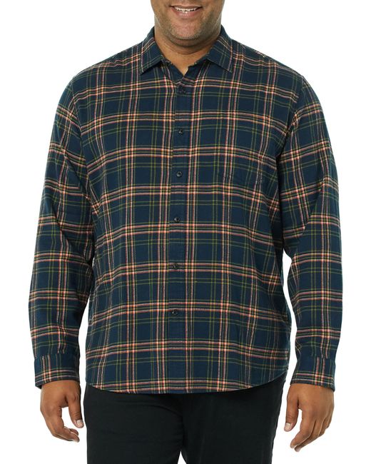 Amazon Essentials Blue Regular-fit Long-sleeve Flannel Shirt for men